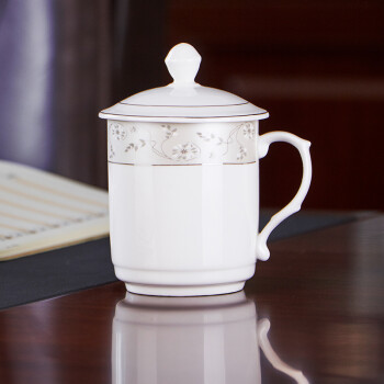 洁雅杰陶瓷茶杯 带盖水杯子(350ml)陶瓷茶杯陶瓷办公杯 中华杯