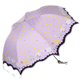 天堂伞 格林童话银胶三折晴雨伞33077E紫色