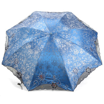 天堂伞 春意阑珊三折超轻绣花晴雨伞33200E兰色