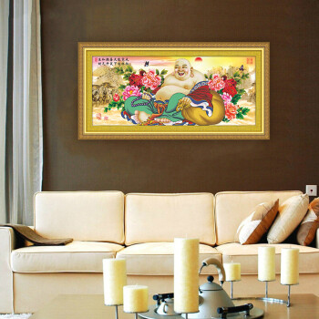 KS十字绣旗舰店钻石画新款 客厅钻石绣大幅风景画 Z91004弥勒佛 魔方钻 167*76cm 5D油画布钻石画