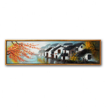 江南水乡喷绘油画客厅卧室床头有框装饰画横幅单幅酒店宾馆挂壁画 c款