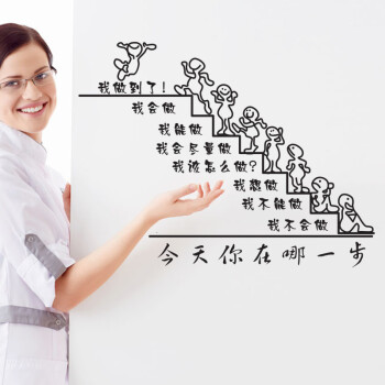 
                                        喜艾林 书房客厅沙发电视背景墙贴企业文化学校学生寝室墙贴纸励志标语贴 F 今天你在哪一步 黑色左版 小号                