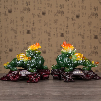 招财貔貅摆件 办公室客厅家居装饰品摆件  创意开业结婚乔迁礼品工艺品 大号   一对 招财迎祥纳福貔貅