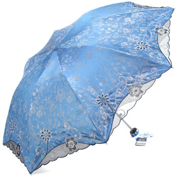 天堂伞 春意阑珊三折超轻绣花晴雨伞33200E兰色