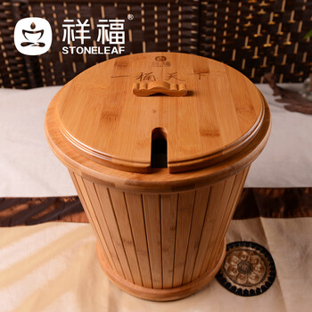 
                                        祥福 茶水桶 孟宗竹制茶渣蓄水桶排水桶 配塑料内胆 功夫茶具配件用品用具 竹制茶桶 一桶天下                