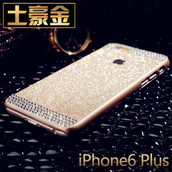 一口米  iphone6puls手机壳韩国潮 苹果6 4.7/5.5金属奢华水钻闪粉保护套 土豪金 I6p