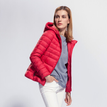 aigle艾高bella女款防泼水保暖透气白鹅绒羽绒服樱桃红81377502240170