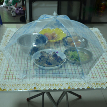 俊艺 菜罩桌罩 六开可折叠蕾丝食物罩 餐桌盖 饭菜罩防苍蝇餐桌罩防尘罩 颜色随机 18寸6开