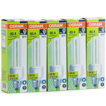 OSRAM欧司朗T4标准型节能灯23W日光色E27五支装