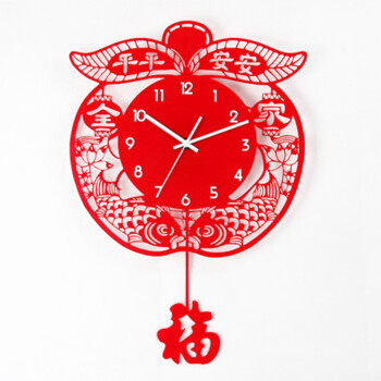 美世达现代时尚创意客厅挂钟静音石英钟中国风摇摆钟表艺术时钟 小号40*55CM