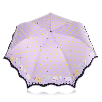 天堂伞 格林童话银胶三折晴雨伞33077E紫色
