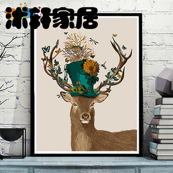 diy数字油画卡通动漫动物手工绘油彩填色装饰画麋鹿 g152 40*50带内框