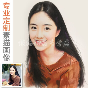 定制礼品真人头像照片转手绘人物素描画像人像肖像彩铅代画自画像
