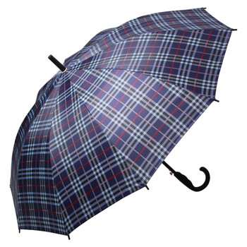 天堂伞 加大加固格子自开直杆商务晴雨伞 兰藏青 170E