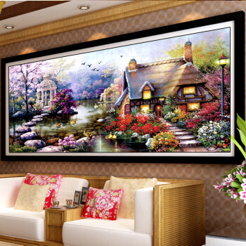 
                                        月光钻5d钻石画油画十字绣花园小屋粘钻画3d新款客厅圆钻满钻钻石绣贴钻画点钻十字绣 150*74  满钻 Z309                
