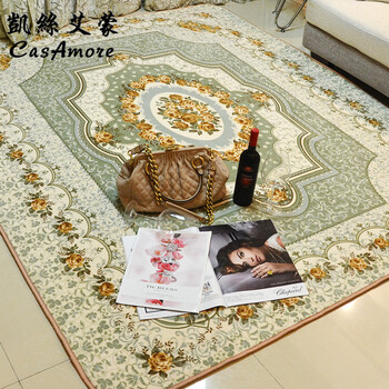 CasAmore 现代时尚田园简约客厅地毯 欧美式卧室床边毯沙发垫飘窗垫 家居防滑大地垫 01GR 1300MMx1900MM