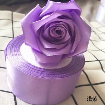 丝带玫瑰花材料包4cm缎带绸带花杆diy手工制作胶枪 4cm浅紫