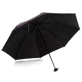 
                                        天堂伞 黑胶色织格三折晴雨伞33120E蓝红格                