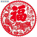 2022虎年春节门贴新年装饰品过年布置3d立体卡通生肖玻璃窗花贴纸wj
