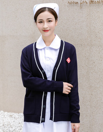 服饰内衣>女装>针织衫>塔利尔德>加绒加厚护士毛衣开衫v领针织衫护士