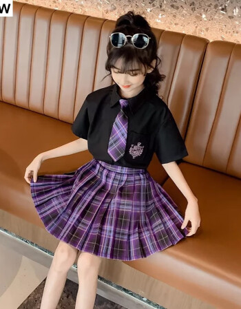 hdyw夏季水手服女装jk制服幼儿园班服日系小学生jk套装全套短袖暗红色