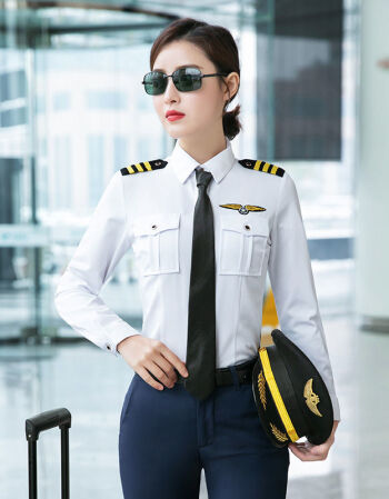 空姐长袖白衬衫女春秋职业装修身工作服正装高铁路乘务员制服工装白色