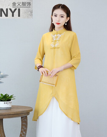 服饰内衣>女装>旗袍>羽俙碧>羽俙碧jinyi佛系禅服女套装梦格曼夏装