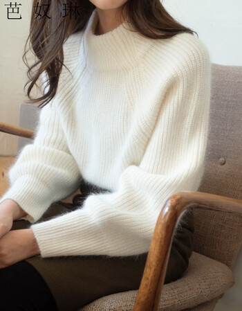 女套头短款韩版宽松秋冬季加厚学院风可爱甜美针织衫fz1758 米白色