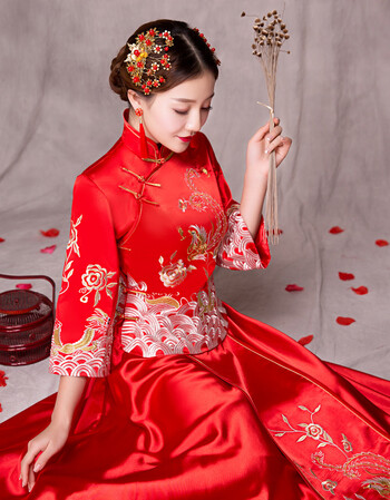 夏尔维纳秋冬季新娘结婚服装婚庆龙凤褂秀禾服女喜娘嫁衣服中式旗袍