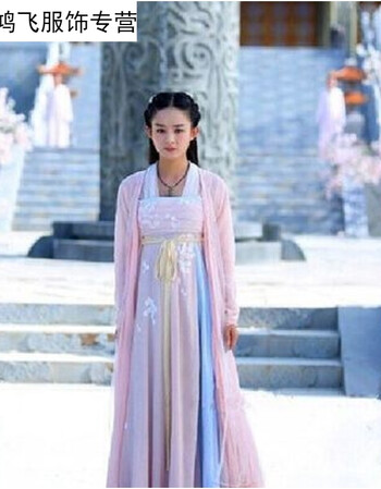 花千骨白浅同款古装襦裙赵丽颖长裙女童公主拖尾仙女白汉服演出服