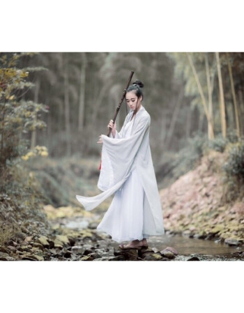 女装 旗袍/唐装 塑亮 2017冬季新款古风浅灰色 古装侠客唐装汉服影楼