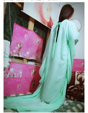 毅旅仙女古装清新淡雅唯美演出服装唐装汉服思竹 青色