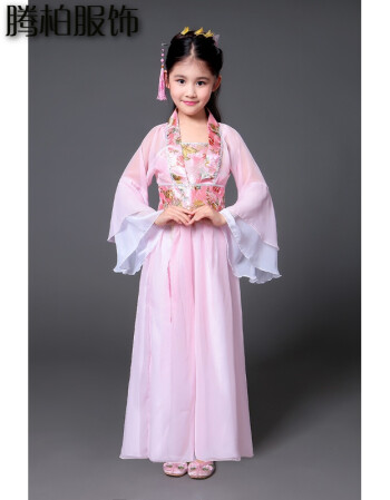 儿童古装小七仙女公主裙古筝表演服古代唐装汉服贵妃服小女孩古装qss