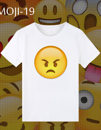 男女个性超萌qq表情emojit恤时尚微信表情短袖 19生气