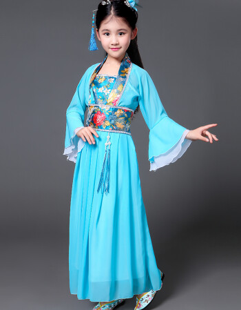 塞巴莉儿童古装小七仙女公主裙古筝表演服古代唐装汉服贵妃服小女孩