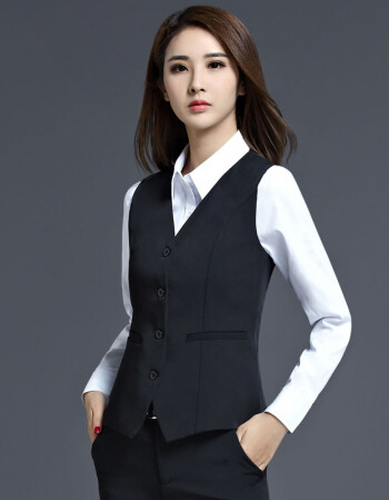 职业装女装套装女士银行正装工装马甲前台酒店工作服女 yf 单件黑马甲
