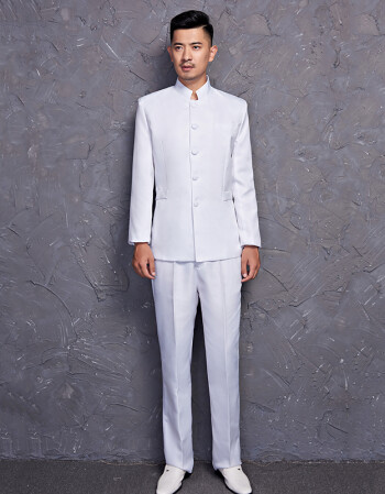 新品中山装男青年立领学生装修身五四青年套装伴郎服演出服装民国男装