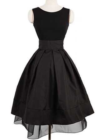 连衣裙蓬蓬裙赫本风修身显瘦小黑裙礼服长裙大摆裙欧根纱sn4030 黑色