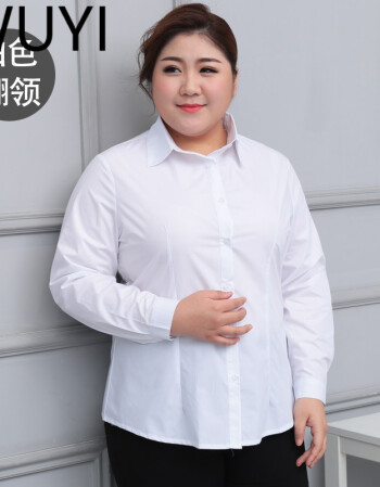 一米六180斤有多胖图片,165 180斤的女生图片 wuyi180斤大码正装胖子长袖白衬衫女 胖妹妹职业装衬衣面试工装工作服