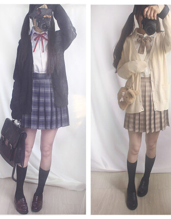 春秋班服 校服 学院风jk制服套装百褶格裙 毛衣 裙子