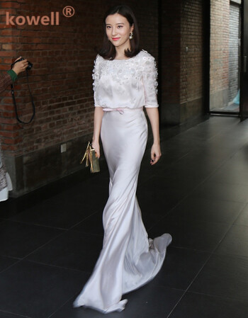 kowell私人定制高贵优雅主持晚礼服连衣裙时尚2018新款新娘礼服晚宴女