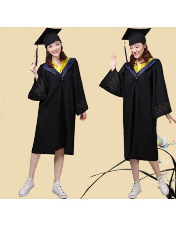 风沙渡学士服毕业礼服套装学位服文理科硕博士服毕业照礼服送垂布学士