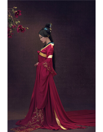 古装服装女贵妃拖尾仙女公主王妃同款古代汉服影楼写真古装抹胸 酒