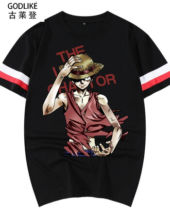 古莱登海贼王纯棉短袖t恤反夜光学生男士路飞索隆白胡子罗正义船长
