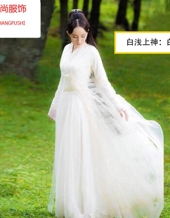 花千骨白浅同款古装襦裙赵丽颖长裙女童公主拖尾仙女白汉服演出服ysf