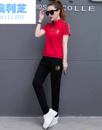 澳利芝少女2018夏季新款短袖长裤运动服套装初中高中学生休闲两件套