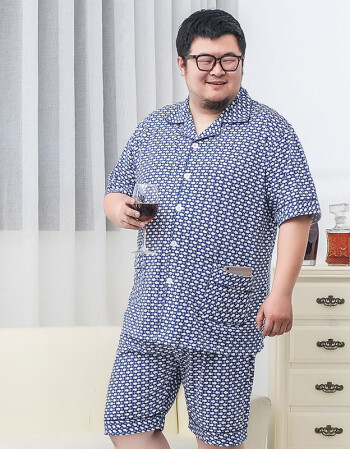 胖子两件套特大加肥家居套装肥佬居家服 浅蓝 3xl(建议170-220斤穿)