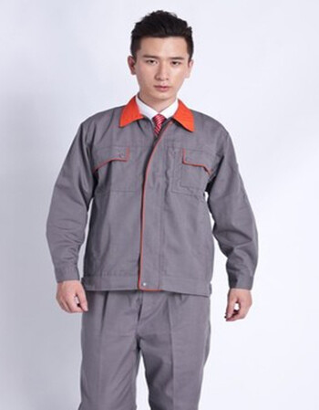 套装 男劳保服工程服长袖汽修工机械服 灰色 l