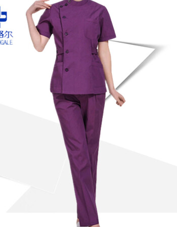 医生服分体套装夏牙科工作服洗手衣手术衣短袖抖音 深紫色女款短袖