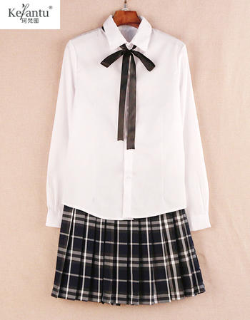 珂梵图校服套装学院风高中学生毕业班服男女jk制服格子裙白衬衫水手服